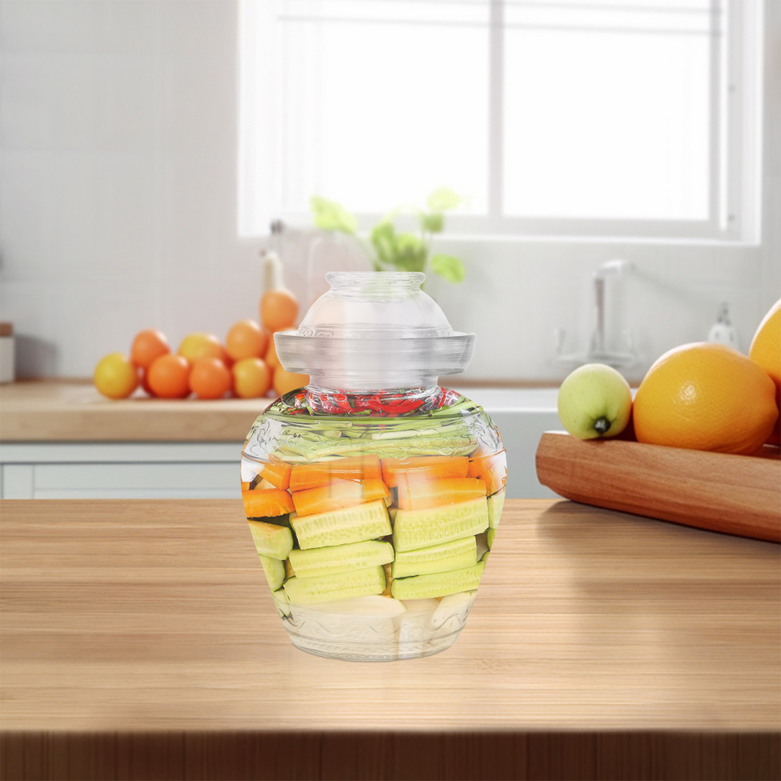 Food Storage Glass Containers Large - Verdikte, voedselveilige glazen augurkenpot met luchtdicht