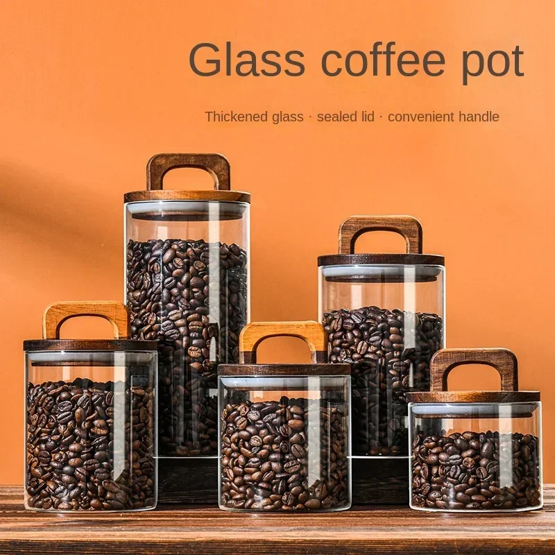Food Storage Glass Containers Large - 800-2100 ml Glazen pot met houten