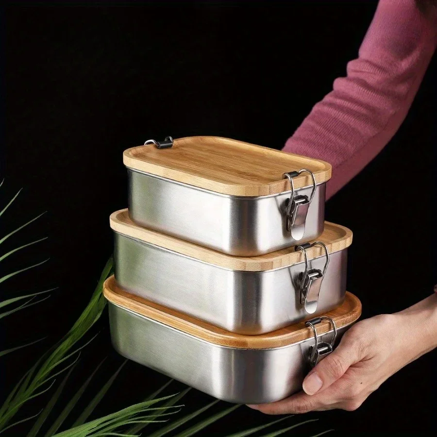 Food Storage Underground - Nieuwe 304 roestvrijstalen lunchbox met bamboe