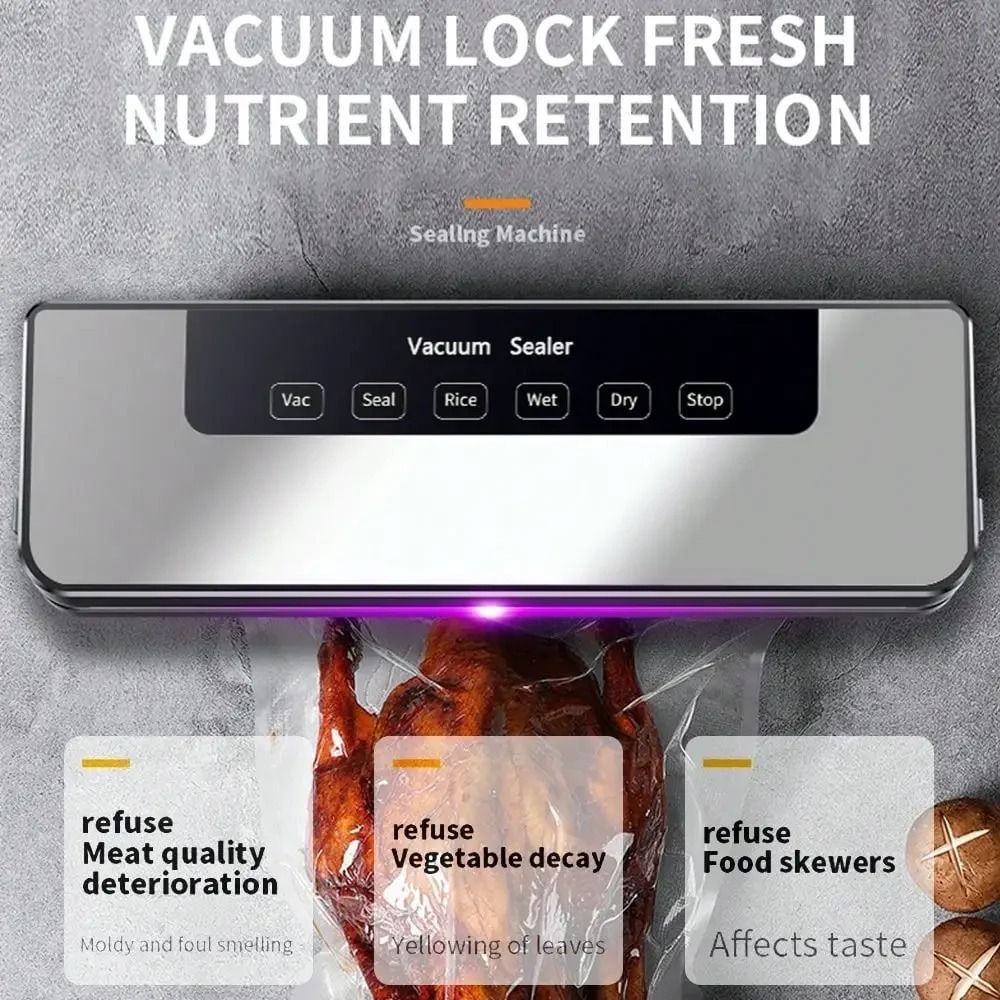 Food Storage Vacuum - Aanraakknop Elektrische vacuümverzegelaar Meerdere modi Automatische