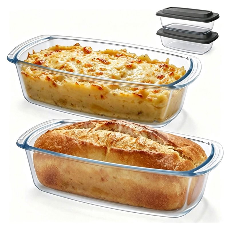 Food Storage Glass Containers Large - AA77 Glazen broodvorm 7,6 kopjes/1800 ml/1,9