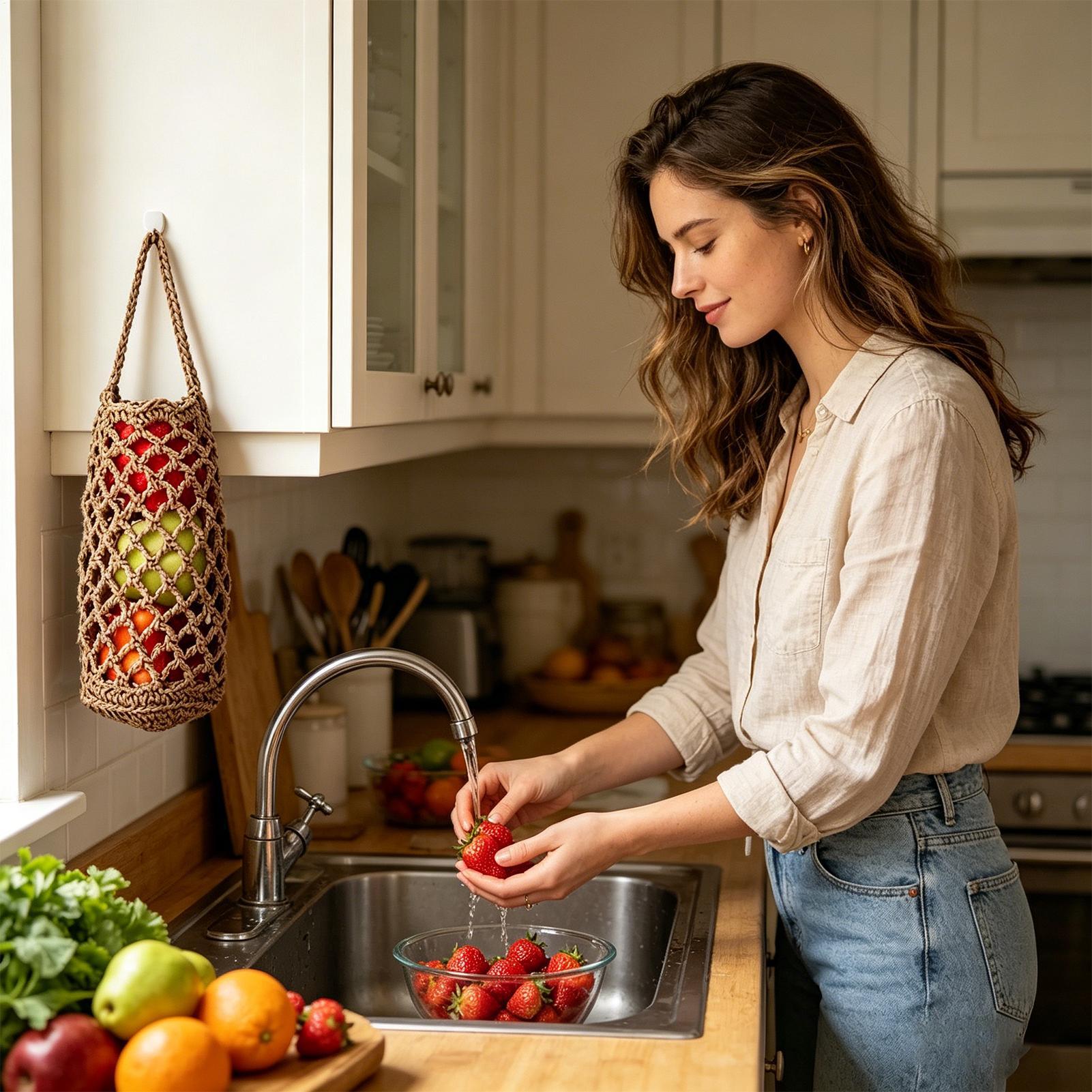 Boho handgeweven groentenopber - Produce Bag Reusable Mesh recensie en prijs